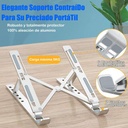 Soporte portátil para computadora de 9 a 15.6 pulgadas, color plateado.