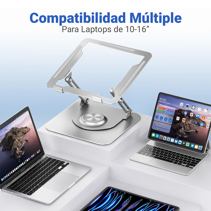 Soporte portátil para computadora de 9 a 15.6 pulgadas, Giratorio, color Plateado