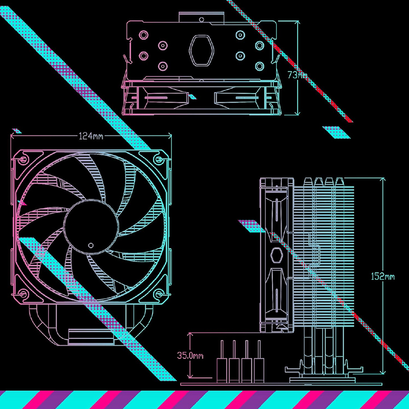 Enfriador Cooler Master Hyper 212 Spectrum V3 ARGB RR-S4NA-17PA-R1 - Para procesador, Socket Intel 1700 / 1200 / 1151 / 1150 / 1155 / 1156, Socket AMD AM4/AM5, 4 tubos de calor, conector 4 pines, Plateado