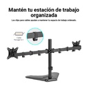Soporte de escritorio Doble para Monitores - Argom - ARG-BR-1605, Vesa 75x75 y 100x100, soporta 13" hasta 32", hasta 8 kg, color negro.