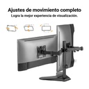 Soporte de escritorio Doble para Monitores - Argom - ARG-BR-1605, Vesa 75x75 y 100x100, soporta 13" hasta 32", hasta 8 kg, color negro.