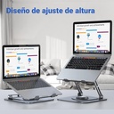 Soporte portátil SP004G para computadora de 9 a 15.6 pulgadas, Giratorio, color Gris.