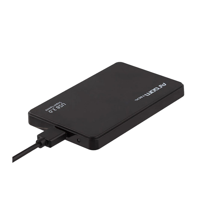 Caja Portable 2.5" Argom Enclosure - SATA a USB 3.0, velocidad hasta 5Gbps, carcasa plástica, color negro.