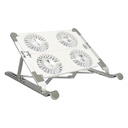 Soporte portátil para computadora de 9 a 15.6 pulgadas, con abanicos, color plateado/blanco