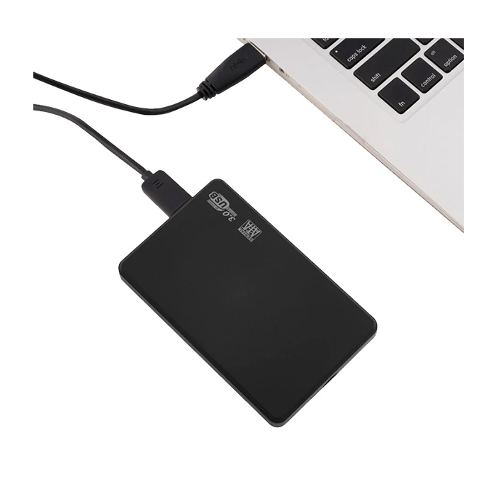 Caja Portable 2.5" Argom Enclosure - SATA a USB 3.0, velocidad hasta 5Gbps, carcasa plástica, color negro.