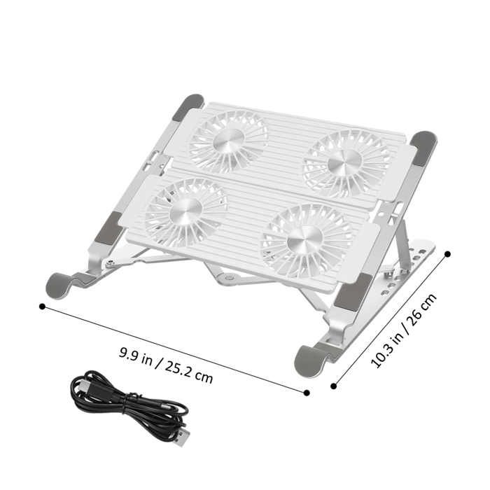 Soporte portátil para computadora de 9 a 15.6 pulgadas, con abanicos, color plateado/blanco