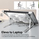 Soporte portátil para computadora de 9 a 15.6 pulgadas, con abanicos, color plateado/blanco
