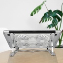 Soporte portátil para computadora de 9 a 15.6 pulgadas, con abanicos, color plateado/blanco