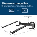 Soporte para computadora de 10 a 18 pulgadas, color negro, Material Alumino.