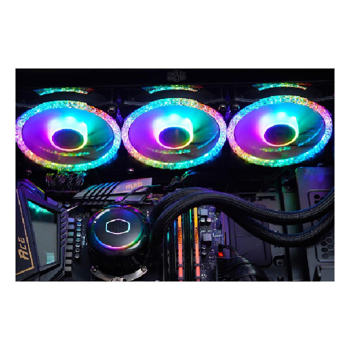 Abanico Cooler Master Masterfan MF120 Prismatic - RGB Gen2, 3 in 1 para gabinete caja 120mm, 650-1800 RPM, conector 4 pines.