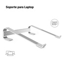 Soporte portátil SP008P para computadora de 9 a 15.6 pulgadas, Fijo, color Plateado.
