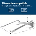 Soporte portátil SP008P para computadora de 9 a 15.6 pulgadas, Fijo, color Plateado.