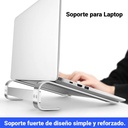 Soporte portátil SP008P para computadora de 9 a 15.6 pulgadas, Fijo, color Plateado.