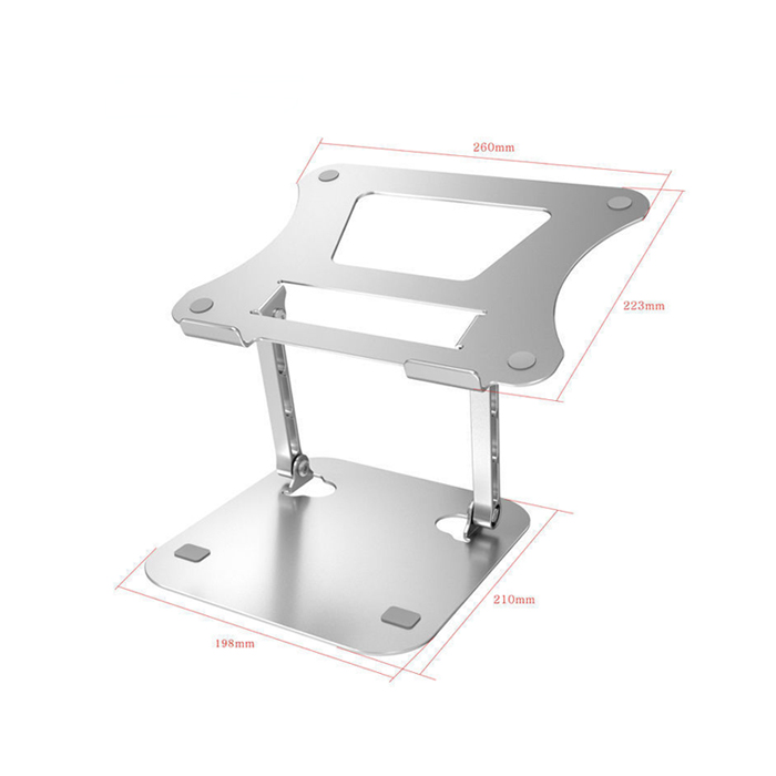 Soporte portátil SP006P para Laptop de 9 a 15.6" , ajustable, de aluminio, color plateado.