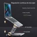 Soporte portátil SP006P para Laptop de 9 a 15.6" , ajustable, de aluminio, color plateado.