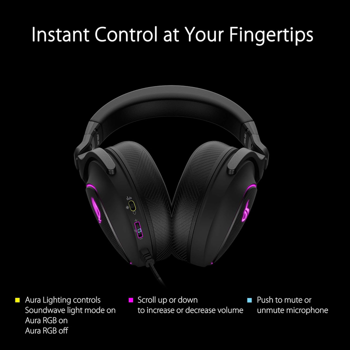 Auricular Asus ROG Delta S 90YH02K0-B2UA00 - Audífonos gamer, micrófono con cancelación de ruido IA, sonido envolvente virtual 7.1, USB-C/A, pantalla Led 1 color, compatible con PC, Mac, PS5, Nintendo Switch, dispositivos móviles, color negro