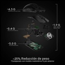 Mouse Logitech Pro X SuperLight - Ratón óptico inalámbrico, sensor HERO, 25K dpi, 5 botones, 2.4 GHz usb, color negro.