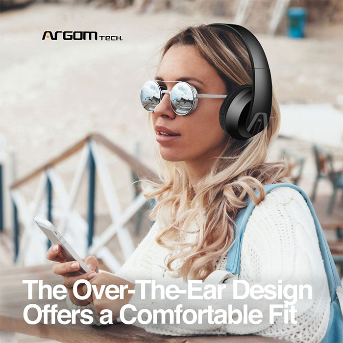 Auricular Argom ARG-HS-2610BK Sound Bass BT - Audífonos con micrófono, inalámbrico, Bluetooth, color Negro.