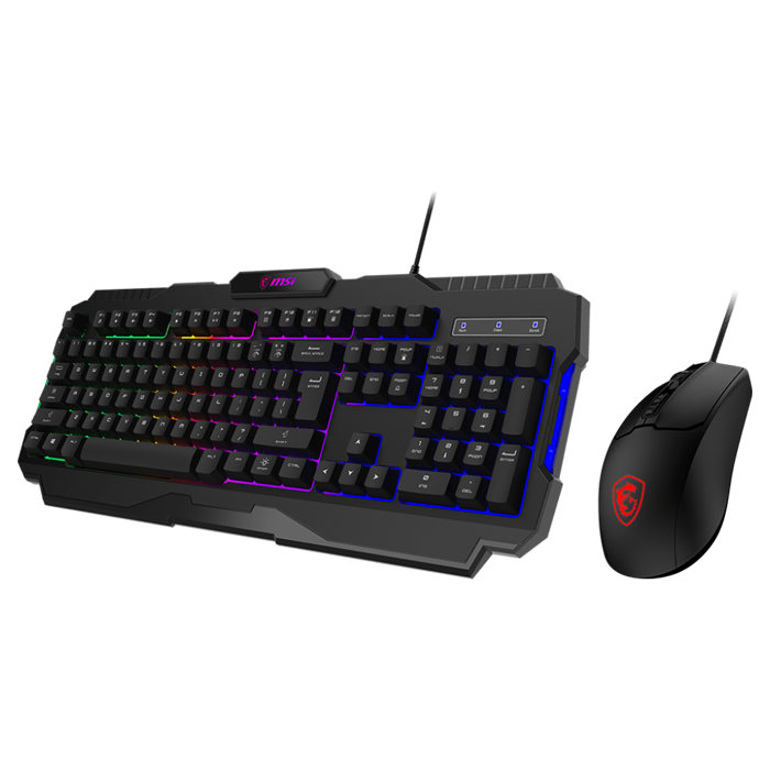 Teclado MSI FORGE GK100 COMBO US- Teclado para gamer y ratón, rgb, usb, español, color Negro.