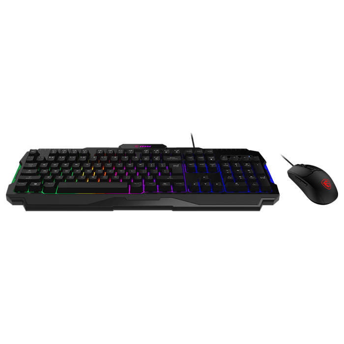 Teclado MSI FORGE GK100 COMBO US- Teclado para gamer y ratón, rgb, usb, español, color Negro.