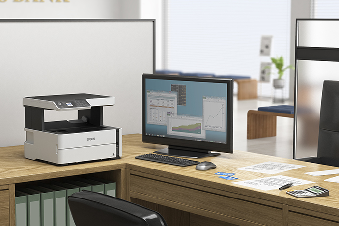 Impresora Multifuncional Epson EcoTank M2170 - Impresora-escáner-copiadora, res. 1200 x 2400 dpi, 39ppm negro, pantalla a color de 1,4", wifi, usb 2.0, Ciclo Mensual Maximo hasta: 20,000 paginas, Color Blanca.