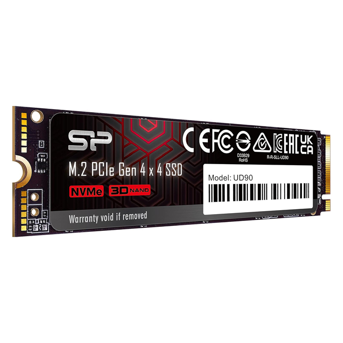 Unidad de Estado Sólido (SSD) Silicon Power UD90 - Capacidad de 4TB, 5000MB/s de lectura, 4800MB/s de escritura, NVMe PCIe Gen4, M.2 2280.