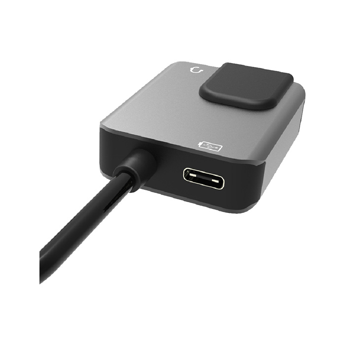 Hub VCOM CU456 - USB 3.1 Tipo C macho a 1 X RJ45, 1 X Jack 3.5mm, color gris.