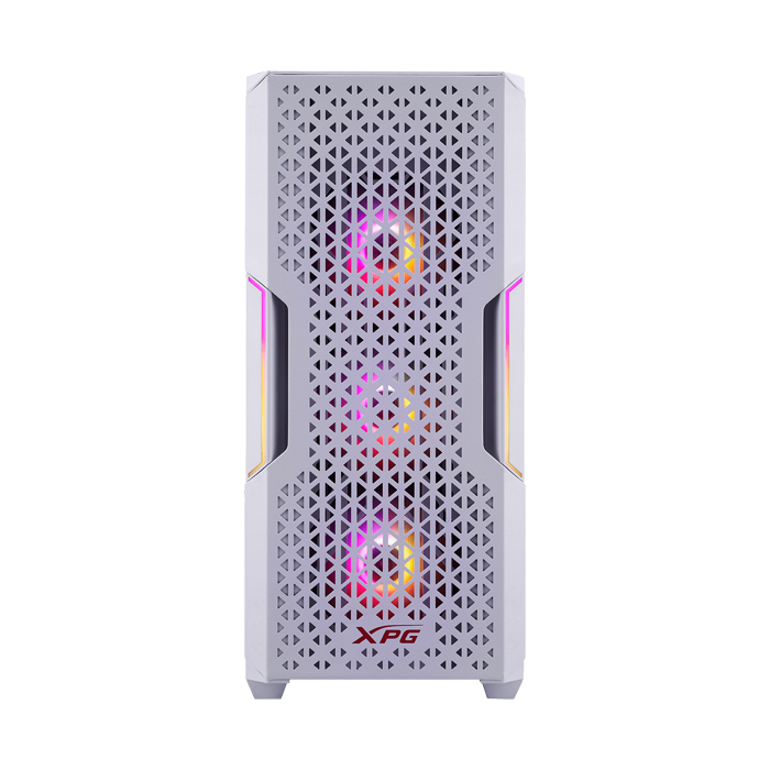 Caja ATX Gaming XPG Starker Air - Ventana lateral, conectores 2x USB 3.0, 1x puerto de audio/micrófono, 1x abanico 120mm frontal, 1x abanico ARGB 120mm posterior,color blanco.