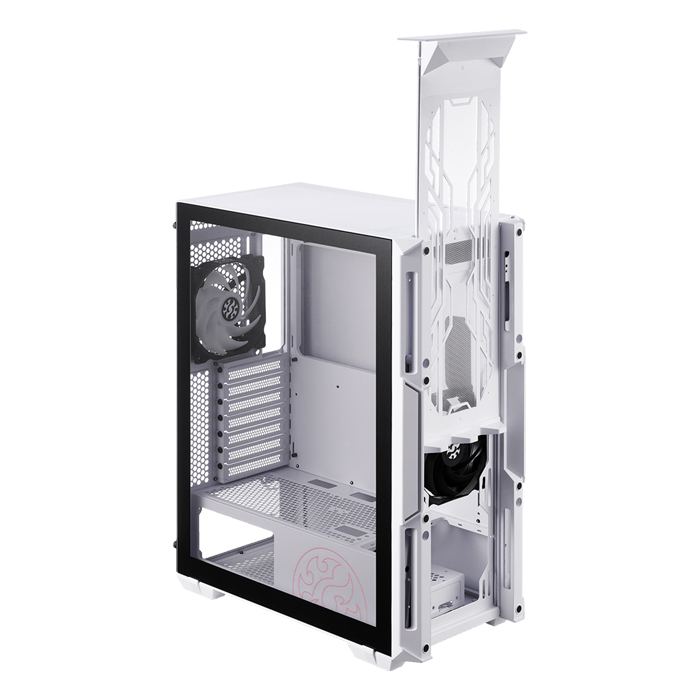 Caja ATX Gaming XPG Starker Air - Ventana lateral, conectores 2x USB 3.0, 1x puerto de audio/micrófono, 1x abanico 120mm frontal, 1x abanico ARGB 120mm posterior,color blanco.