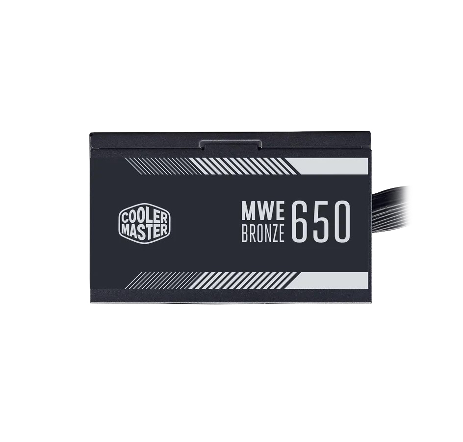 Fuente de Poder Cooler Master MWE 650 Bronce V2 - Potencia de salida de 650W, 24 pines ATX, 4x conector 6+2 PCI-E y 8x SATA, abanico 120mm, 80 Plus Bronce.