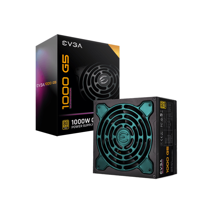 Fuente de Poder EVGA SuperNova 1000 G5 - Potencia de 1000W modular, 24 pines ATX, conectores 2x 8 pines (4+4), 8x 8pines (6+2) PCI-E, 12x SATA, 80 plus gold.
