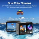 Cámara de Acción Argom Epic 85 ARG-AC-9185BK - Ideal para deportes extremos, actividades al aire libre, Resolución 4K, 30fps, Pantalla 2" IPS trasera + 1.3” IPS frontal, Tipo-C, Micro HDMI, microSD hasta 128GB, color negro