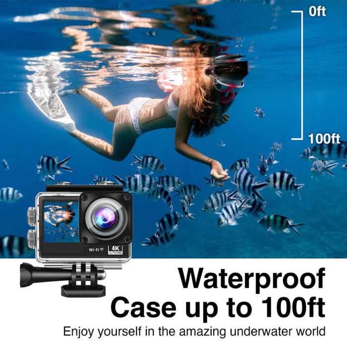 Cámara de Acción Argom Epic 85 ARG-AC-9185BK - Ideal para deportes extremos, actividades al aire libre, Resolución 4K, 30fps, Pantalla 2" IPS trasera + 1.3” IPS frontal, Tipo-C, Micro HDMI, microSD hasta 128GB, color negro