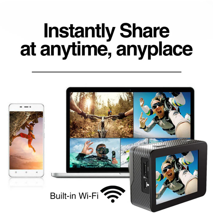 Cámara de Acción Argom Epic 85 ARG-AC-9185BK - Ideal para deportes extremos, actividades al aire libre, Resolución 4K, 30fps, Pantalla 2" IPS trasera + 1.3” IPS frontal, Tipo-C, Micro HDMI, microSD hasta 128GB, color negro
