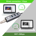 USB VCOM Hub DH311B - Tipo C macho a 3x usb 3.0 + RJ45, color gris.