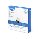 Adaptador Inalámbrico Cudy AC650 - USB 3.0, (433Mbps+200Mbps), banda dual 2.4Ghz/5Ghz.