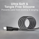 Cable Argom ARG-CB-0070BK Tipo-C a Tipo-C M/M - 6pies (1.8M), para celulares, tablet, laptops, transferencia hasta 480 Mbps, Silicona