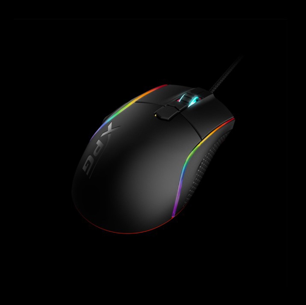 Mouse ADATA XPG Primer PRIMER-BKCWW - Ratón óptico alámbrico para gamer, iluminación rgb, 7 botones programables, sensor óptico PMW3360, 12K dpi, usb, color negro.