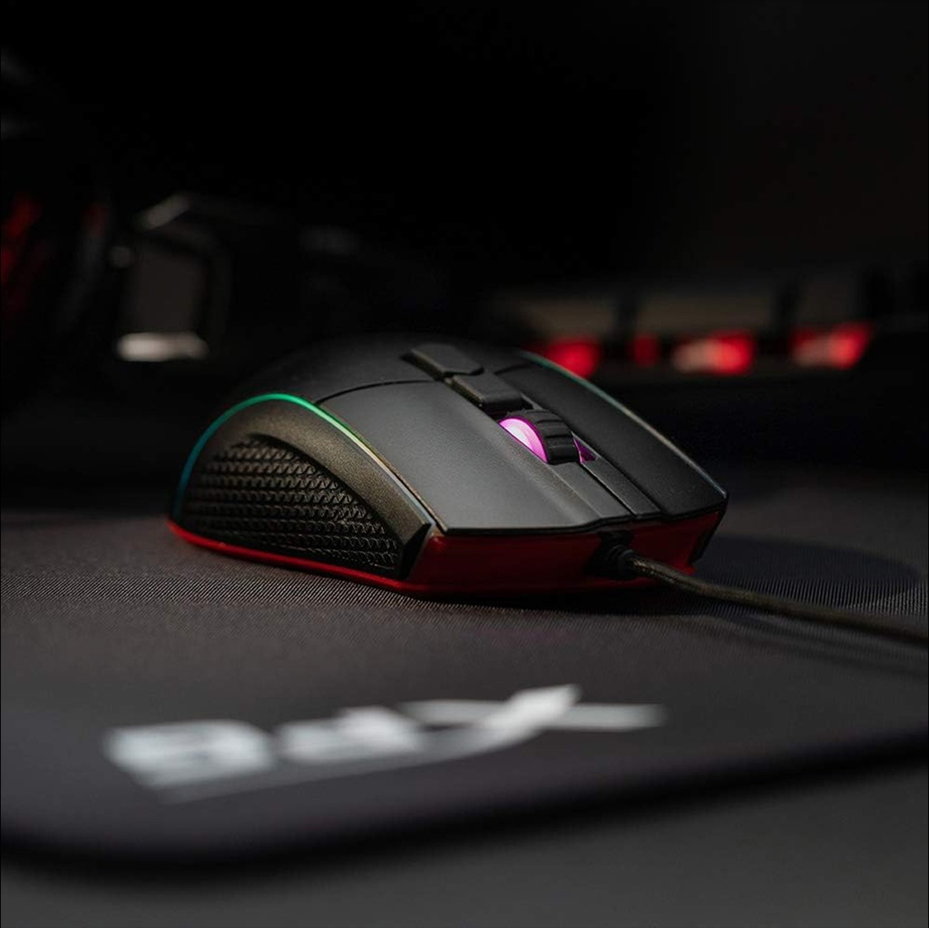 Mouse ADATA XPG Primer PRIMER-BKCWW - Ratón óptico alámbrico para gamer, iluminación rgb, 7 botones programables, sensor óptico PMW3360, 12K dpi, usb, color negro.