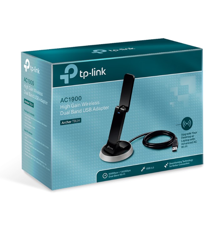Adaptador Inalambrico TP-Link Archer T9UH AC1900 - USB 3.0, 802.11ac (1300Mbps+600Mbps), banda dual 2.4Ghz/5Ghz, antena omnidireccional.