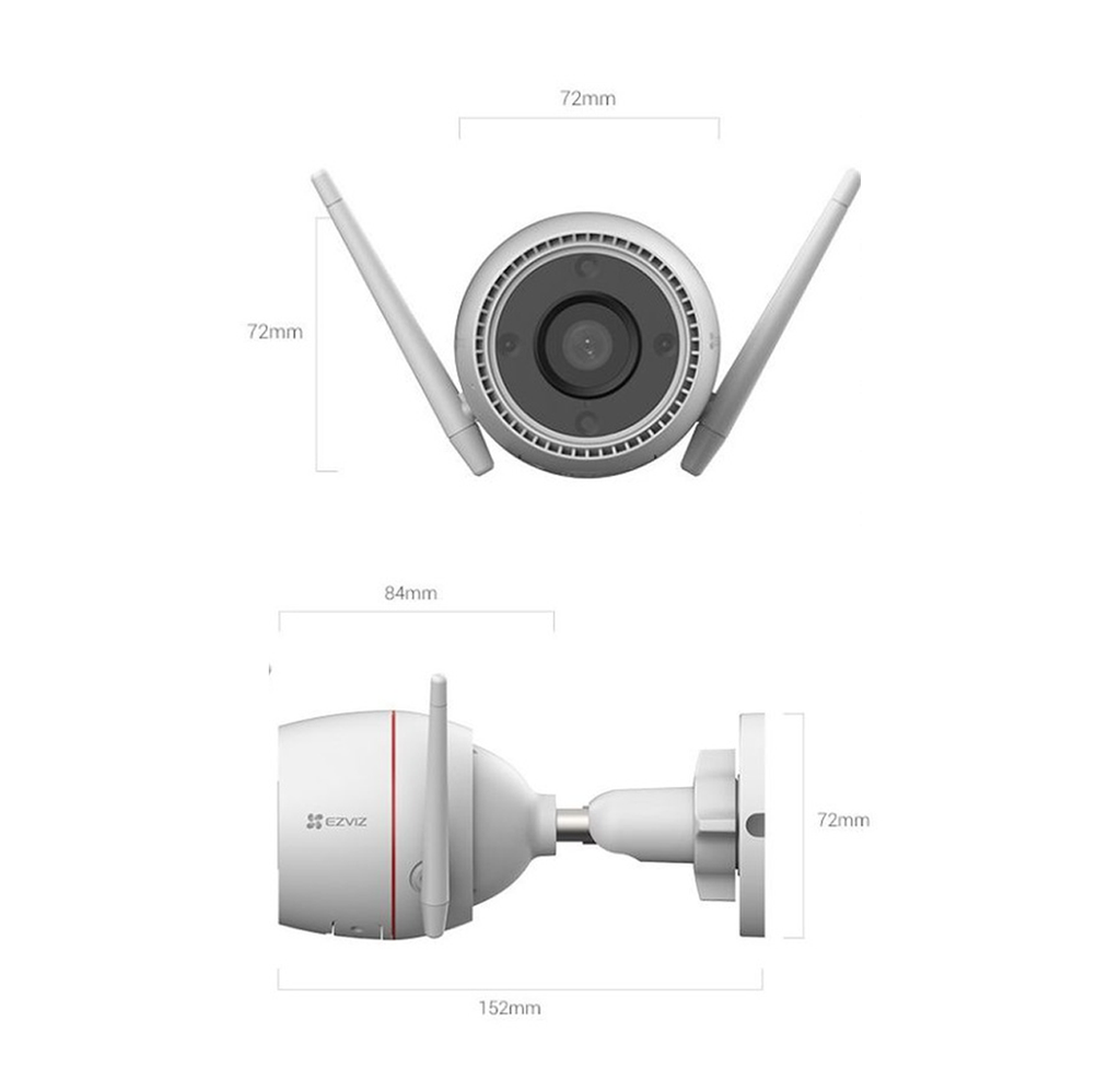 Cámara de Vigilancia Ezviz H3C 2K, Exteriores, 3 MP, WiFi 2.4GHz, 2304 × 1296, CMOS de Escaneo Progresivo de 1/2.7", MicroSD, Visión Nocturna a Color, Detección de Movimiento, Audio bidireccional, IP67