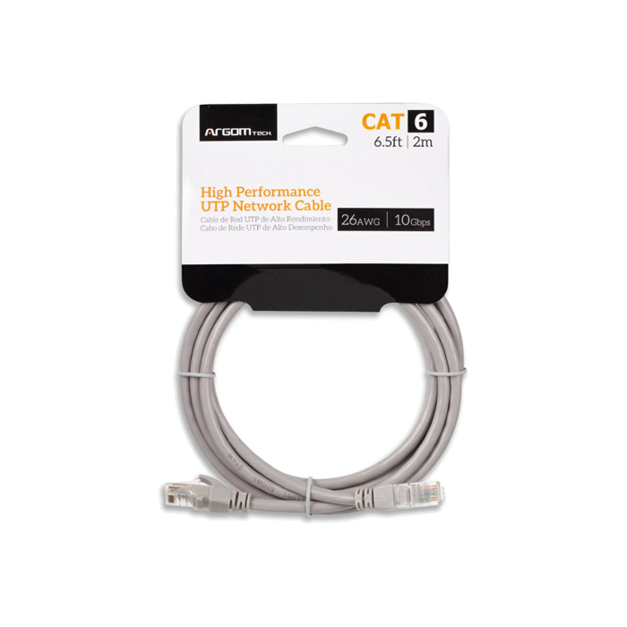 Cable de Red UTP Argom ARG-CB-1552 Cat6 de 6.5 pies - RJ45, 26 AWG, Gris
