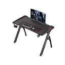 Mesa Gamer Havit HV-GD903 - Diseño de trípode de aluminio, escritorio estándar E-sports de 140 cm, diseño de doble agujero en línea de 4, tiene regleta, gancho para auriculares, soporte para vasos de agua y configuración, color negro. HV-GD906