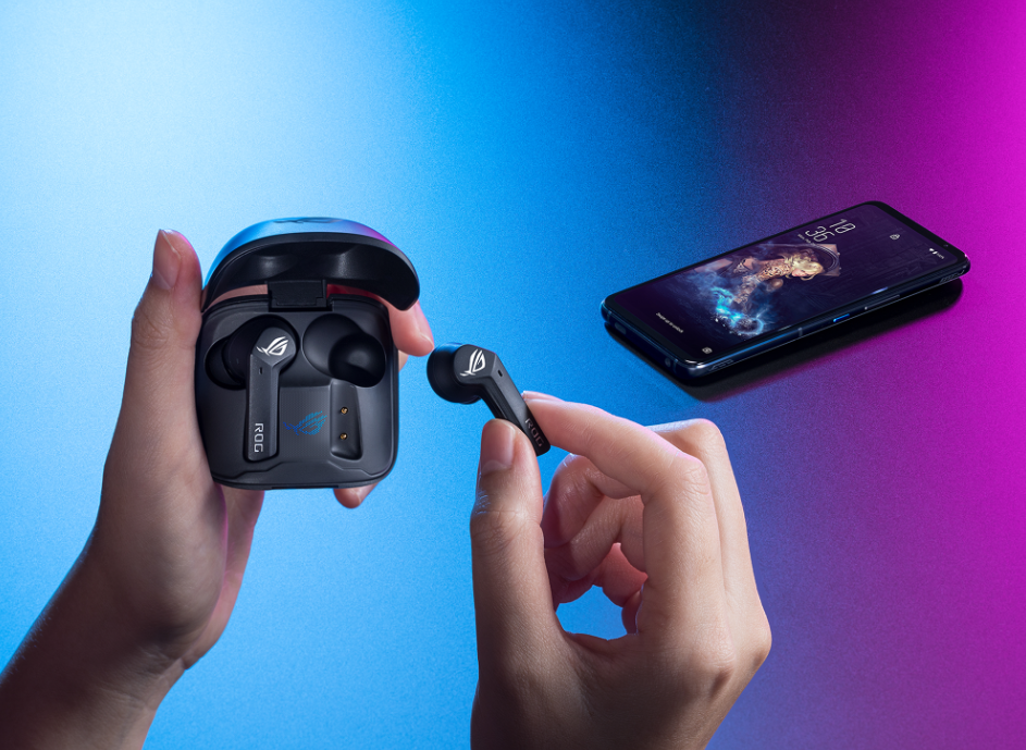 Auricular ROG Cetra True Wireless 90YH03G1-B5UA00 - Audífonos gamer con Micrófono, cancelacion de ruido ANC, sonido envolvente virtual 7.1, Resistente al agua IPX4, compatible con PC, Mac, Nintendo Switch, dispositivos móviles, color negro 90YH03G1-B5UA00