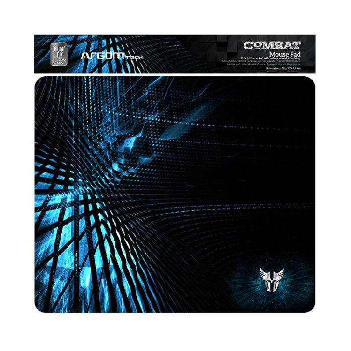 Mousepad Argom Combat - Resistente, tejido sintético, antideslizante, color negro/azul.