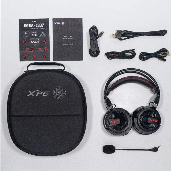 Auricular ADATA XPG PRECOG ANALOG - Audífono alámbrico con micrófono para gamer, sonido envolvente, conector 3.5mm, color negro.