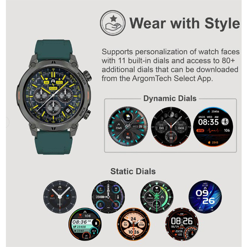 Reloj inteligente Argom Skeiwatch C70 ARG-WT-6070BL - Pantalla TFT 1.39" , Bluetooth 5.3, IP67, Correa Adicional, Azul