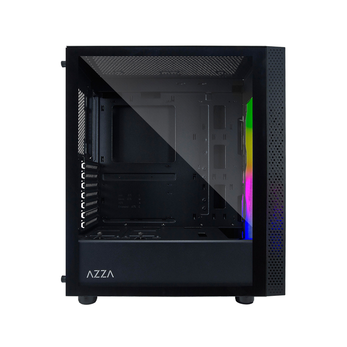 Caja ATX AZZA Celesta 340F - Conectores 1x USB 3.0 / 2x USB 2.0, ventana lateral, 1x abanico de 120mm, negro Posterior de 120mm, color negro. CA-AZZA 340F