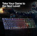 Teclado Argom - Combo de teclado y ratón óptico gaming, iluminación arcoiris, 800 DPI, Negro ARG-KB-2051BK