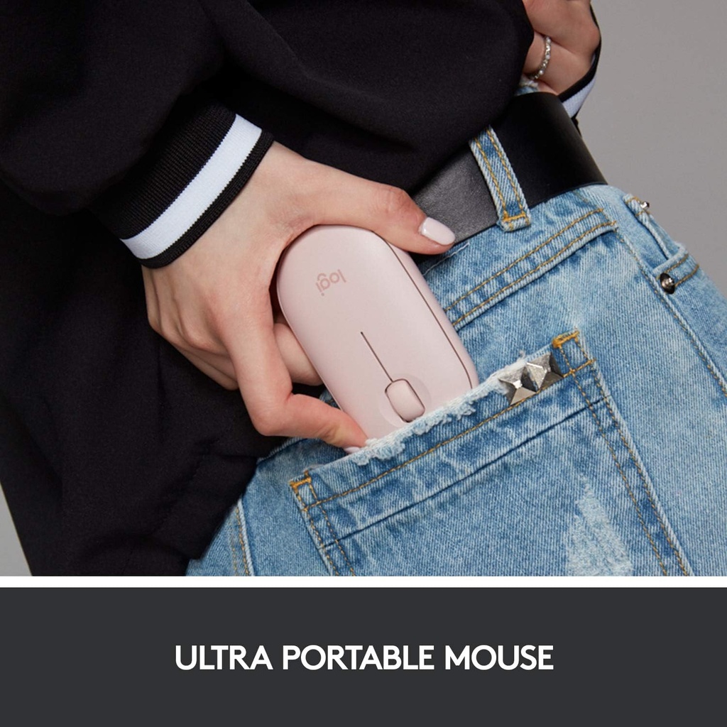 Mouse Logitech Pebble M350 - Ratón óptico inalámbrico, 1000 dpi, 3 botones, compatible con unifying, bluetooth/2.4Ghz, color rosado. 910-005769